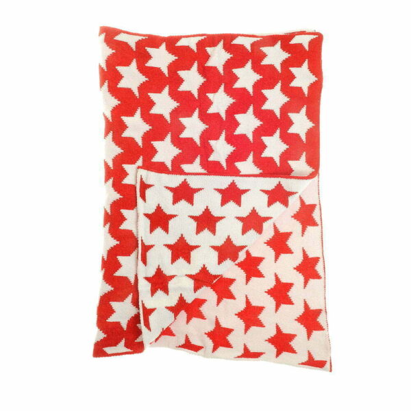 Red and White Star Chenille Blanket