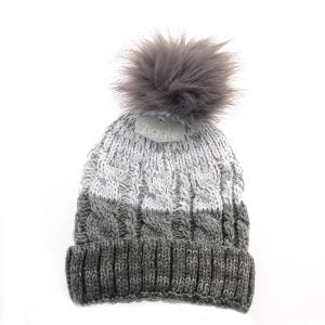 Grey Cable Knit Bobble Hat