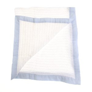 Cellular Blanket with Blue Trim
