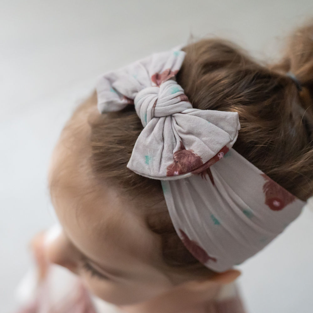 Highland Cow Top Bow Turban Headband - Image 3