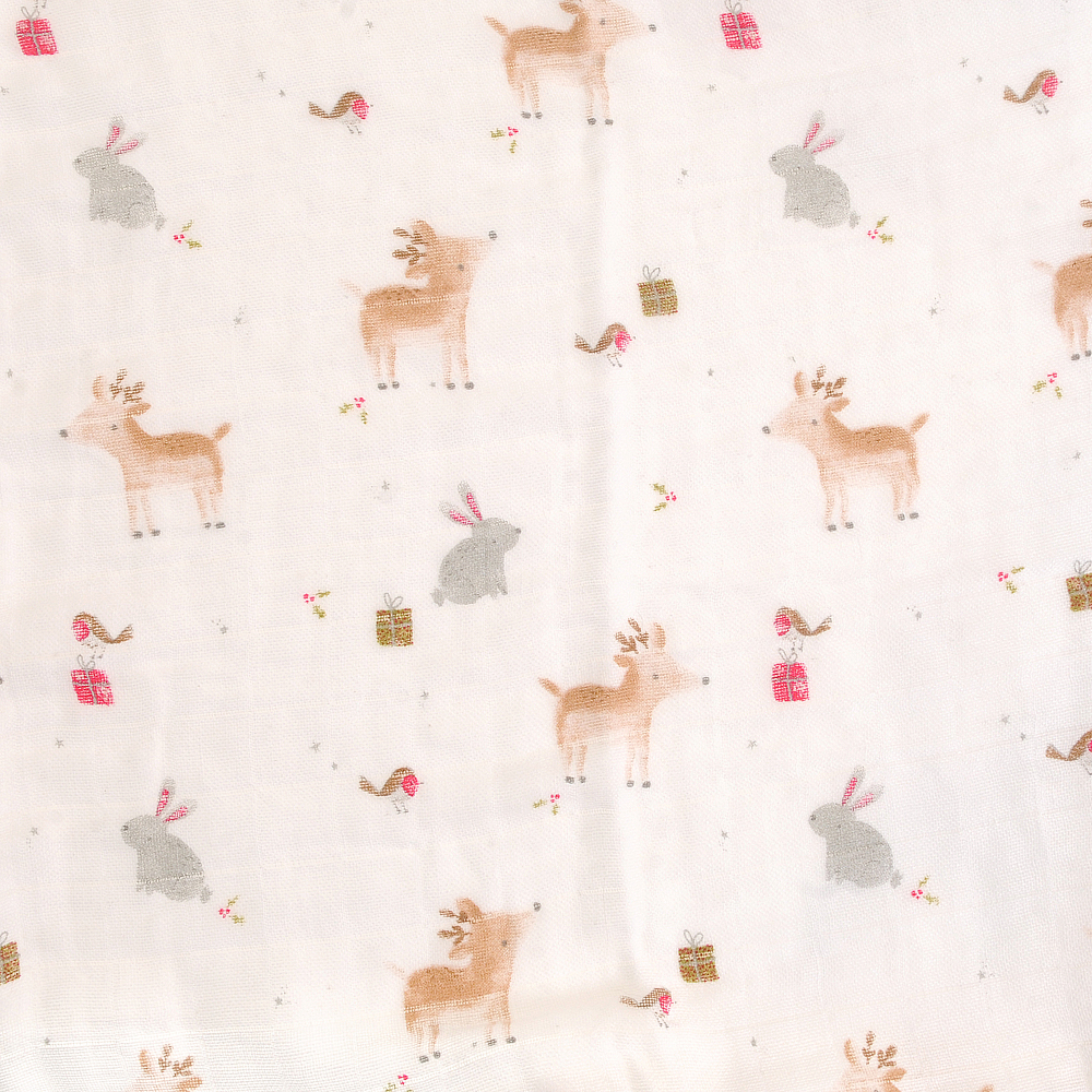 Christmas Reindeer & Rabbit Single Muslin
