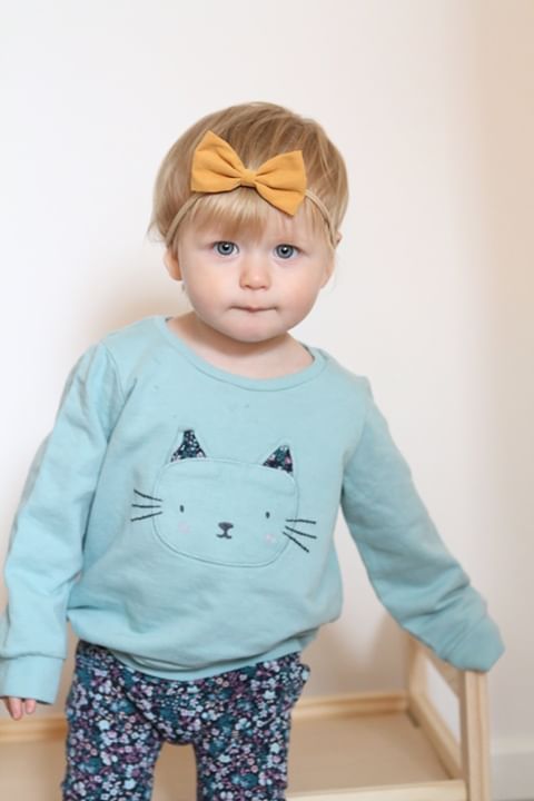 Grey and Mustard Roses Hairbow Set - Image 3