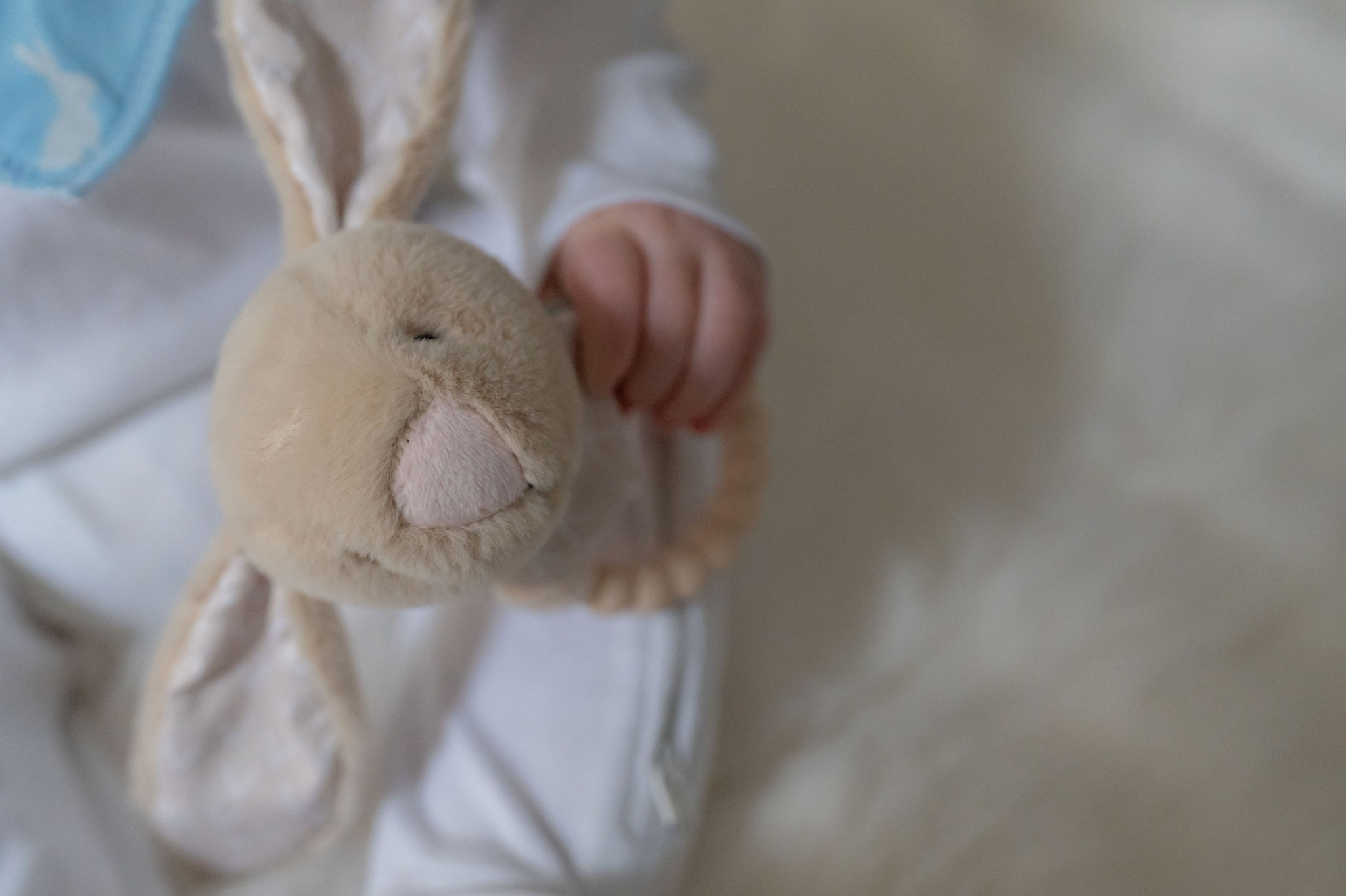 Beige Bunny Plush Baby Rattle - Image 2