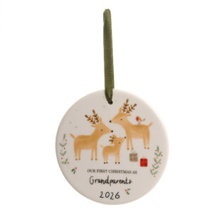 Grandparent's First Christmas Reindeer & Rabbit 2026 ceramic decoration