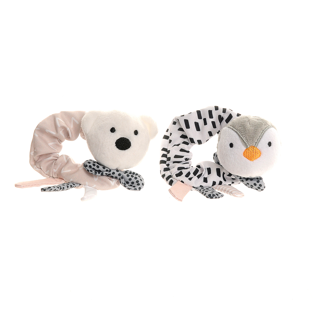 Plush Penguin and Polar Bear Wrist Rattles