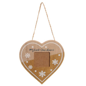 My First Christmas Gold heart Photoframe Hanger