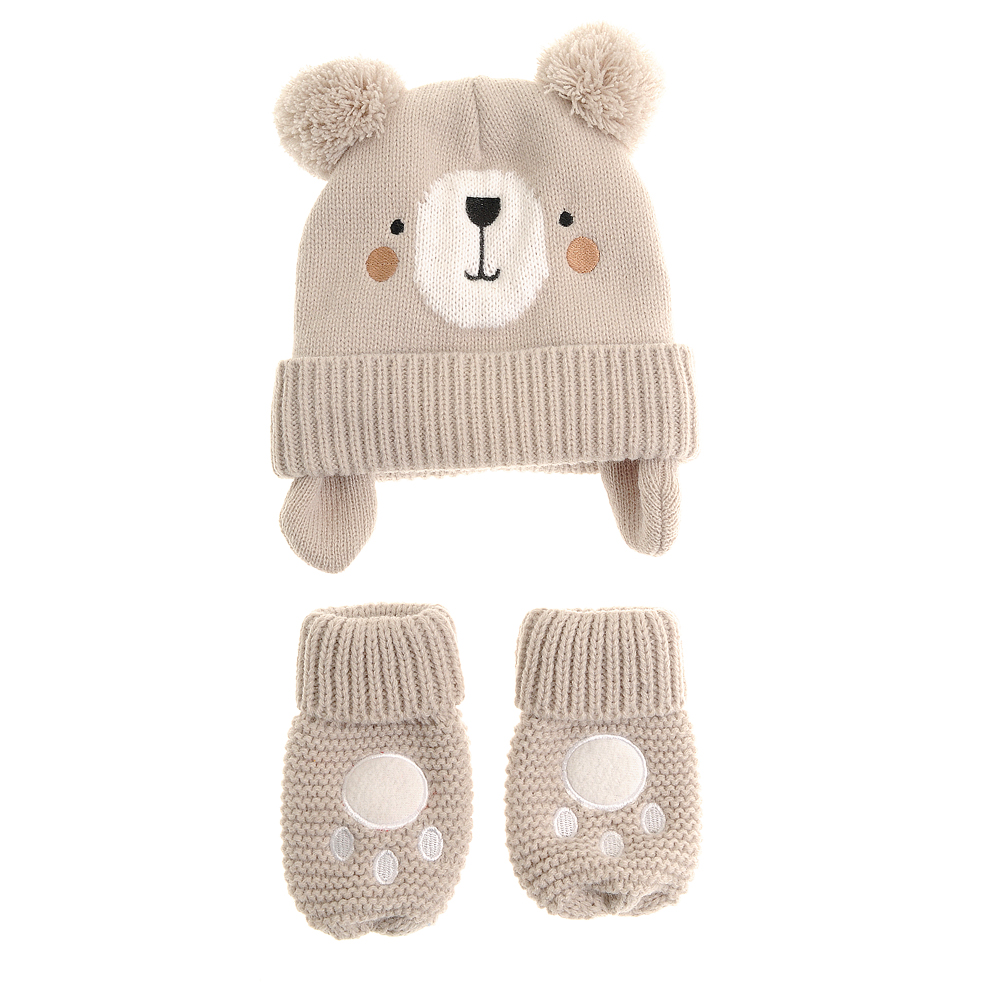 Light Grey Bear Hat and Mittens